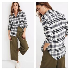 Madewell Flannel Oversized Ex-Boyfriend Shirt Romana Plaid Small‎ Button Down